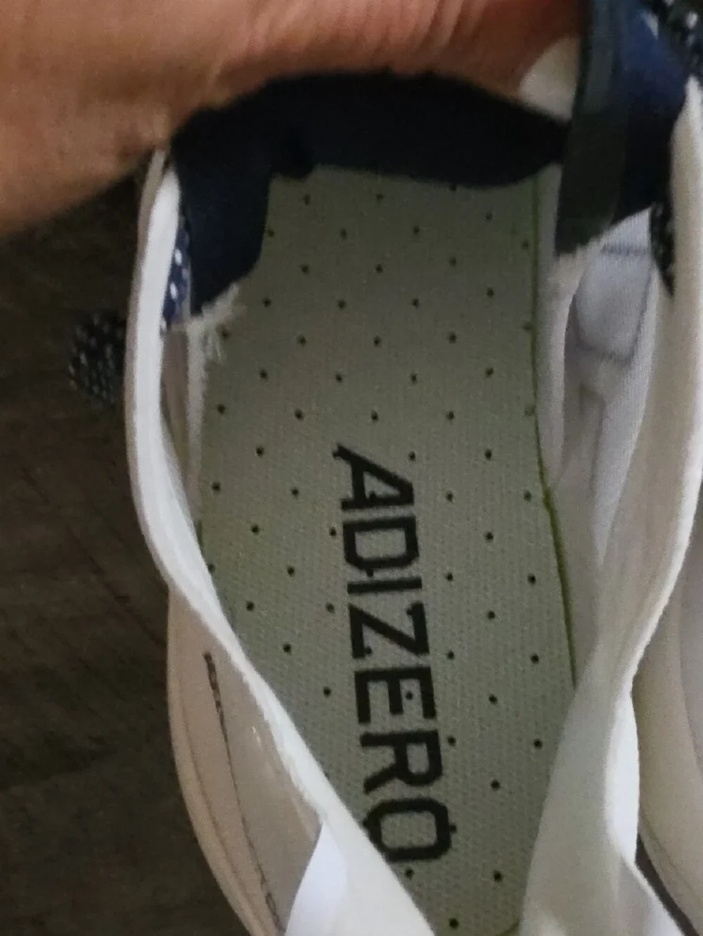 adidas Adizero Electric Men’s White with Navy Accents Athletic Cleats